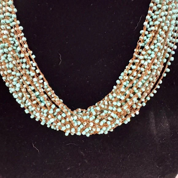 Boho Turquoise Beaded Multi-Strand Necklace NWOT - Picture 2 of 4